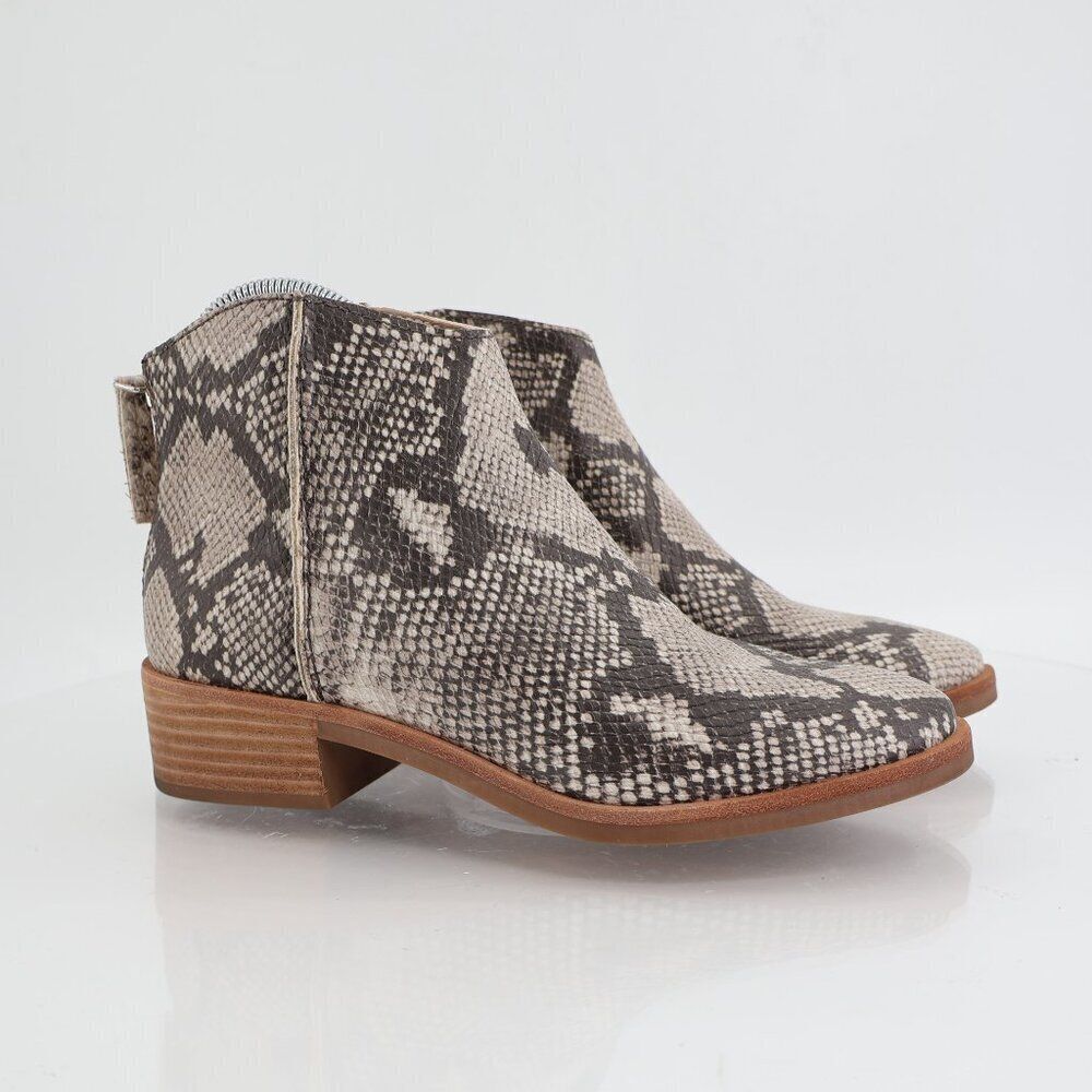 Dolce Vita Women's Tavin Boots Size 7.5 Snake Print Vegan Ankle Low Block Heel